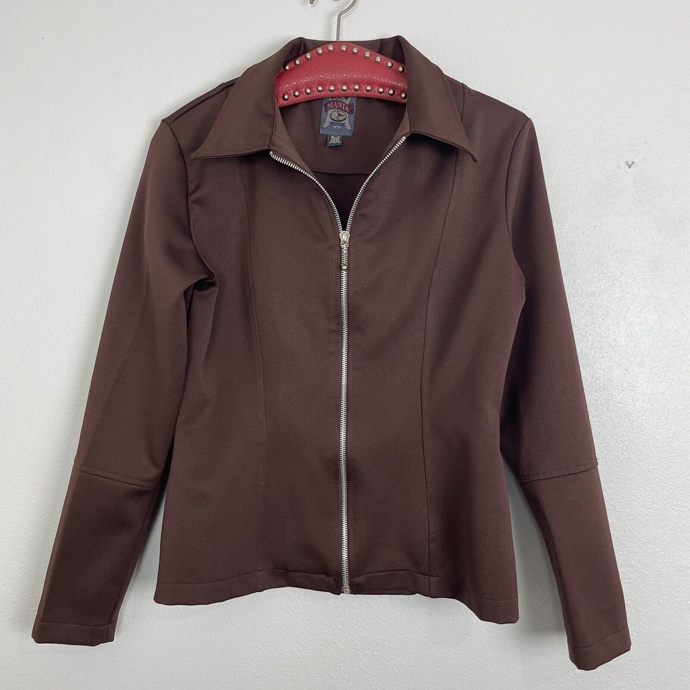 Vintage Y2K Mania Zip-up Blazer Jacket Brown Small